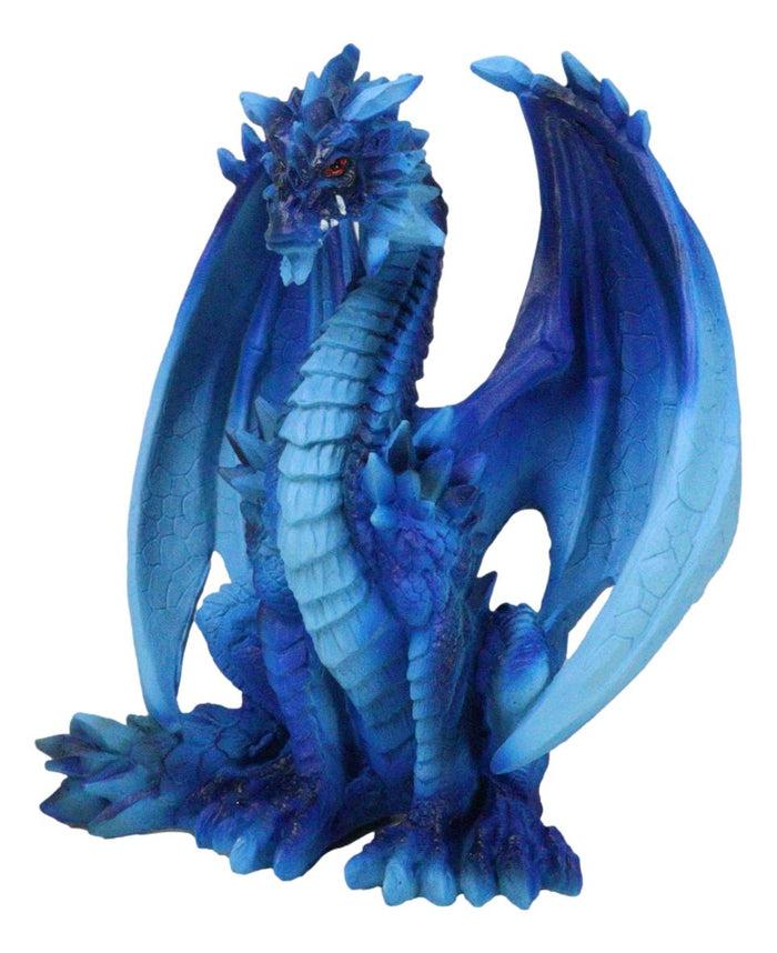 Ancient Guardian Blue Water Elemental And Ice Frozen Azure Dragon Figurine
