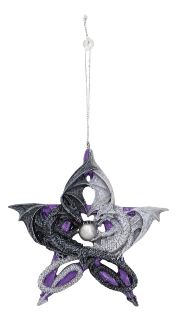 Anne Stokes Fantasy Pentagram Yin Yang Dragons Tree Hanging Ornament Figurine