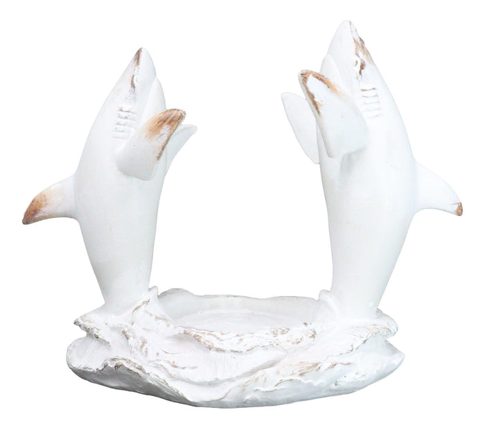 Antique White Ocean Marine Great White Sharks Rising Above Water Wine Holder