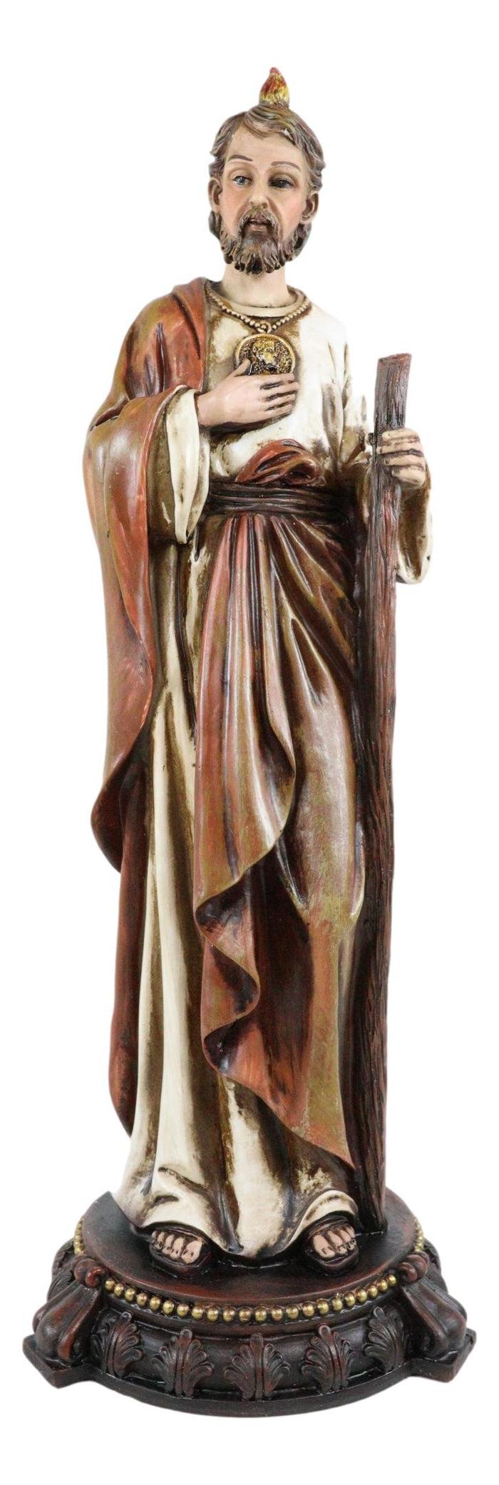 Apostle Saint Jude Thaddeus With Holy Spirit Fire Wearing Brown Robe Figurine