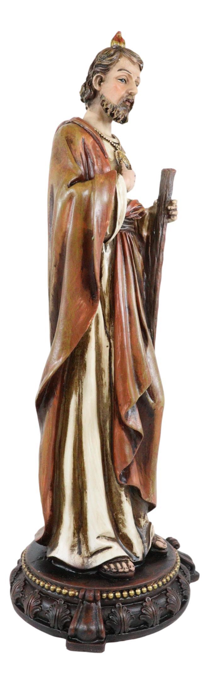 Apostle Saint Jude Thaddeus With Holy Spirit Fire Wearing Brown Robe Figurine