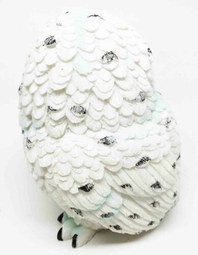 Arctic Ghostlike White Snow Owl Chick Cute Figurine Mini Collectible Sculpture