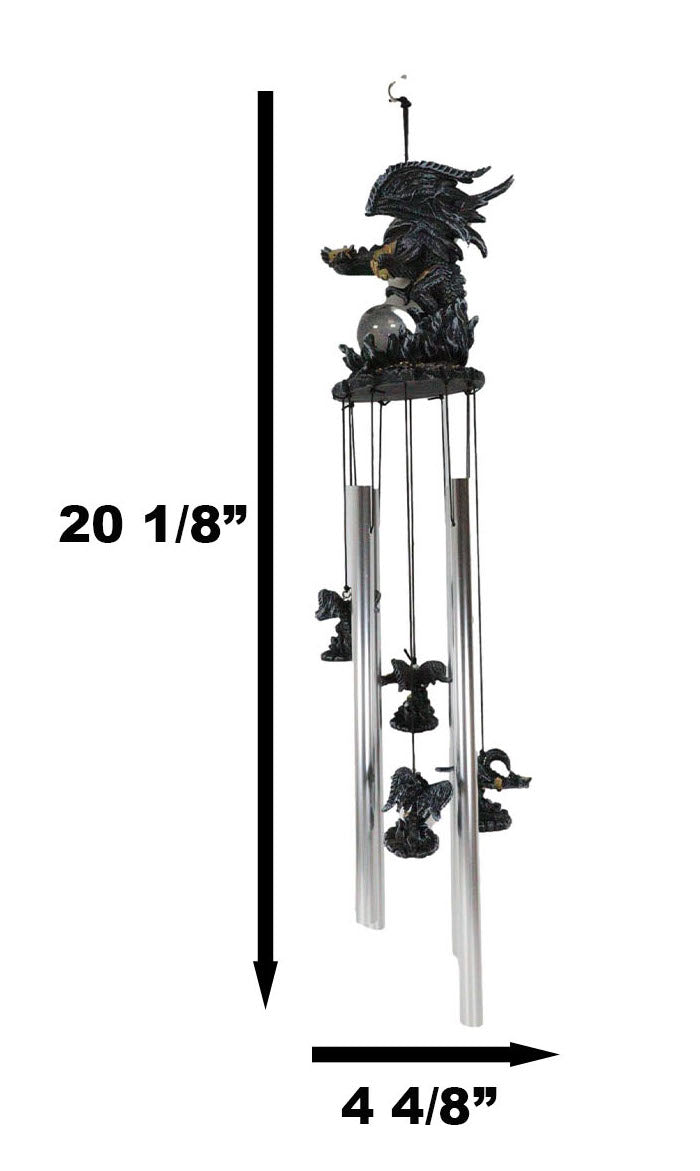 Armored Battle Dragon Crystal Sphere Resonant Relaxing Wind Chime Garden Patio