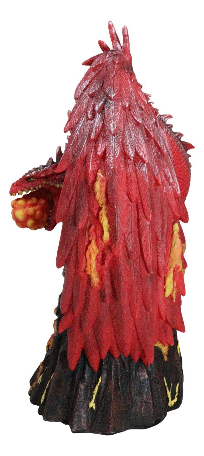 Asher Fire Elemental Ferocious Flamethrower Dragon On Lava Volcano Figurine