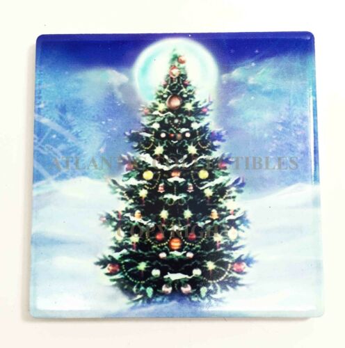 Assorted Christmas Jolly Season Santa Snowman Festive Coaster Set Of 4 With Cork