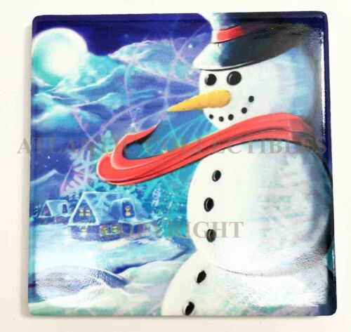 Assorted Christmas Jolly Season Santa Snowman Festive Coaster Set Of 4 With Cork