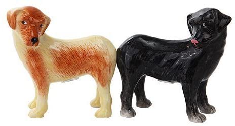 Attractives Dogs Ceramic Magnetic Salt and Pepper Shakers Set Golden/Black