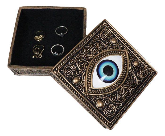Auspicious Evil Eye Of Providence With Sacred Symbols Square Decorative Box