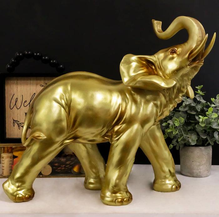 Auspicious Large Thai Buddha Feng Shui Golden Elephant With Trunk Up Statue Auspicious Large Thai Buddha Feng Shui Golden Elephant With Trunk Up Statue