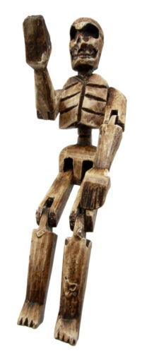 Balinese Wood Handicraft Day Of The Dead Wayang SKeleton Puppet Toy Figurine