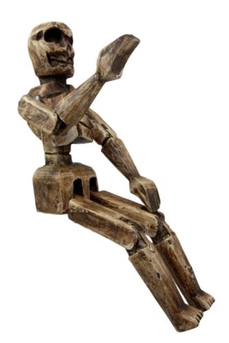 Balinese Wood Handicraft Day Of The Dead Wayang SKeleton Puppet Toy Figurine