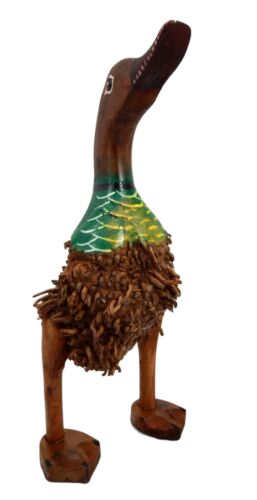Balinese Wood Handicrafts "Bebek Akar" Duck Albesia Root Art Figurine 10"H