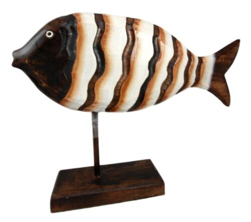 Balinese Wood Handicrafts Large Swimming River Fish Family Set Of 3 Figurines