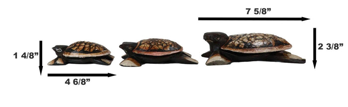 Balinese Wood Handicrafts Sea Turtle Tortoise Family Ashtray Box Figurine Set