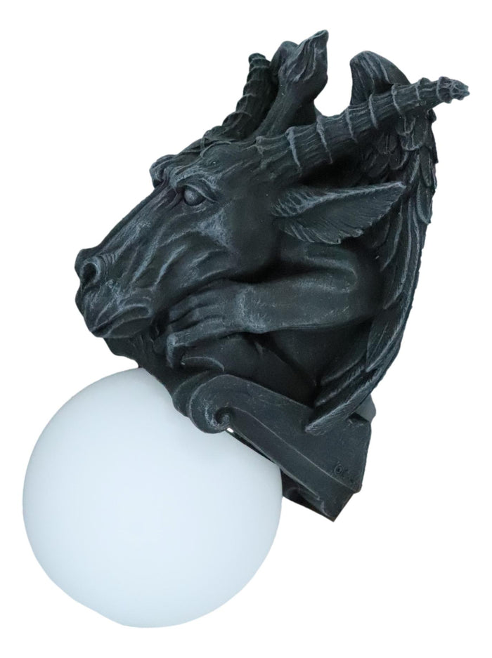 Baphomet Sabbatic Goat Pentagram Sigil Gargoyle Small Wall Sconce Lamp Set Of 2