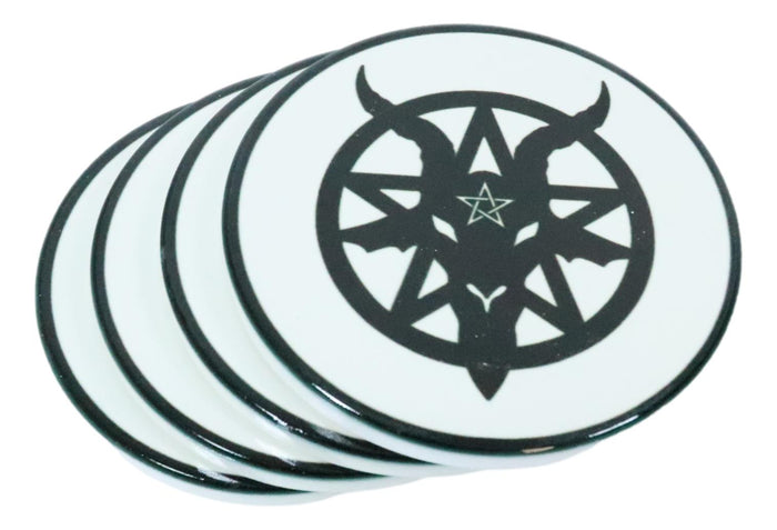 Baphomet Sigil Pentagram Ceramic Coaster Set Of 4 Tiles With Cork Backing