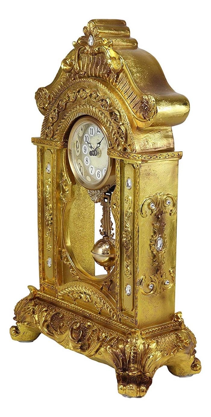 Baroque Rococo Vintage Gold Design Floral Vine Garland Analog Quartz Table Clock