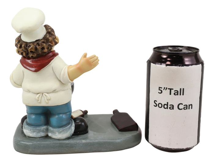 BBQ Pitmaster Grilling Chef Holding Sausage In A Fork Wine Bottle Holder Statue