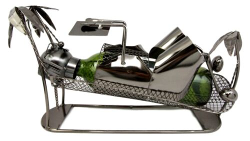 Beach Guy Surfer Relaxing On Hammock Hand Made Metal Wine Bottle Holder Caddy