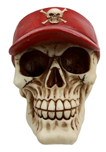Beach Volleyball Professional Player Skull With Red Visor Cap Decor Figurine