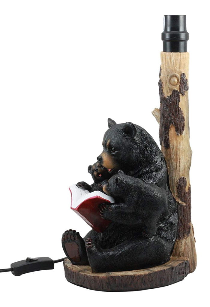Bedtime Story Mama Bear Reading To Baby Bears Table Lamp With Printed Paw Shade