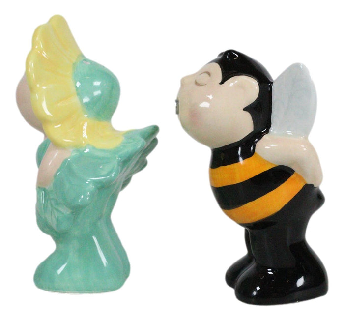 Bee My Honey Bumblebee And Sunflower Kissing Ceramic Salt Pepper Shakers Set