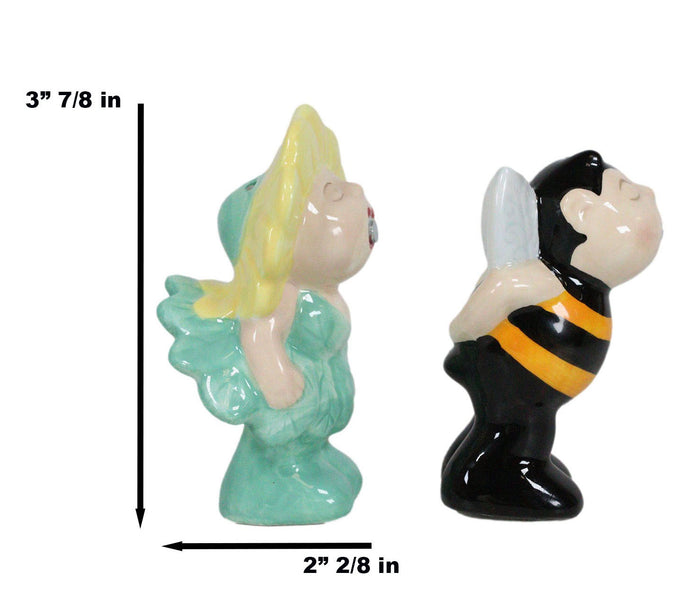 Bee My Honey Bumblebee And Sunflower Kissing Ceramic Salt Pepper Shakers Set