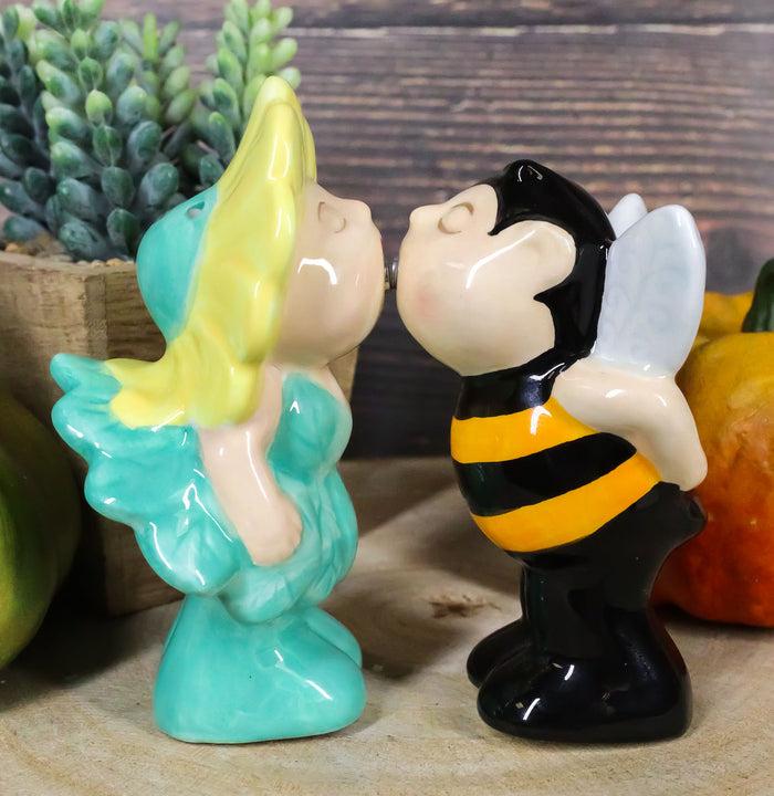 Bee My Honey Bumblebee And Sunflower Kissing Ceramic Salt Pepper Shakers Set