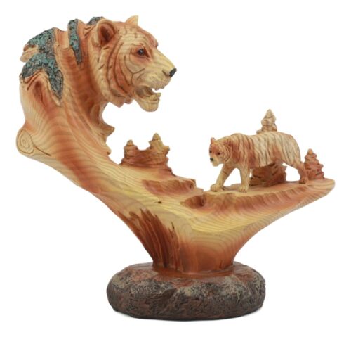 Bengal Tiger Statue 7"Tall Faux Wood Resin Tiger Family Jungle Wildlife Scene