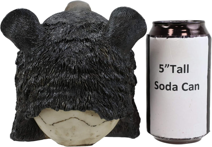 Big Bear Headdress Skull Statue Gothic Macabre Figurine Skulls Black Bears 5.5"H