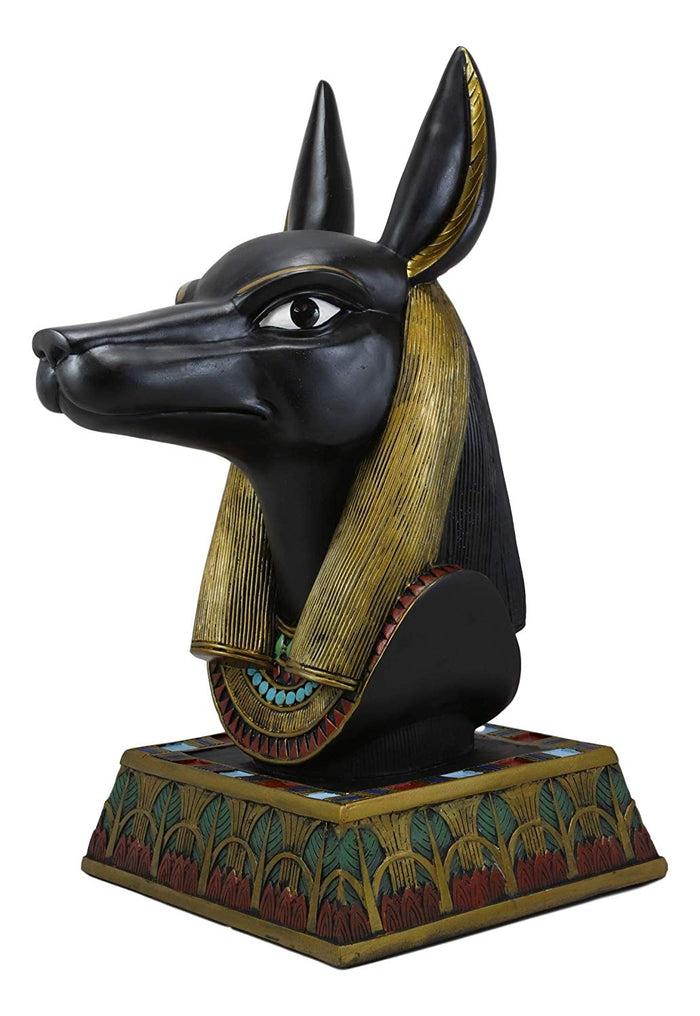 Black And Gold Large Ancient Egyptian God Of The Dead Anubis Bust Statue 17.75"H