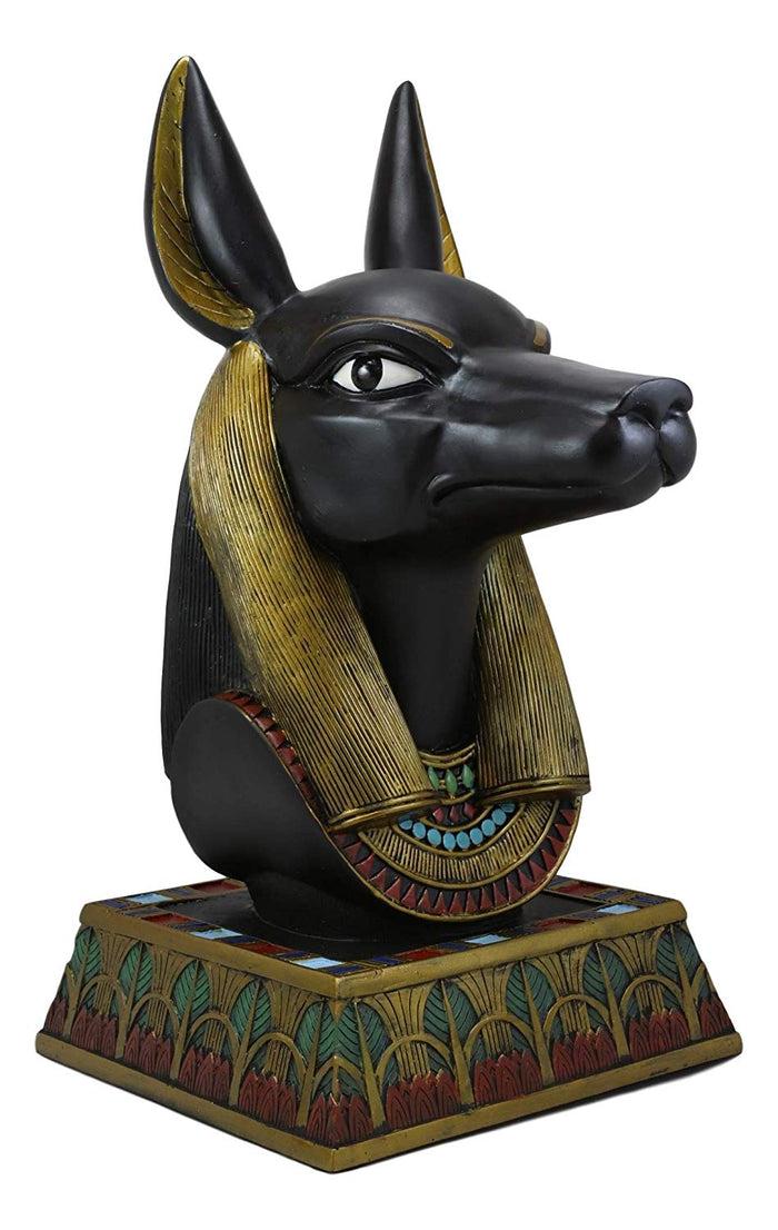 Black And Gold Large Ancient Egyptian God Of The Dead Anubis Bust Statue 17.75"H