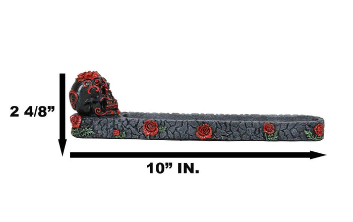 Black And Red Day Of The Dead Tribal Tattoo Sugar Skull Incense Burner Holder