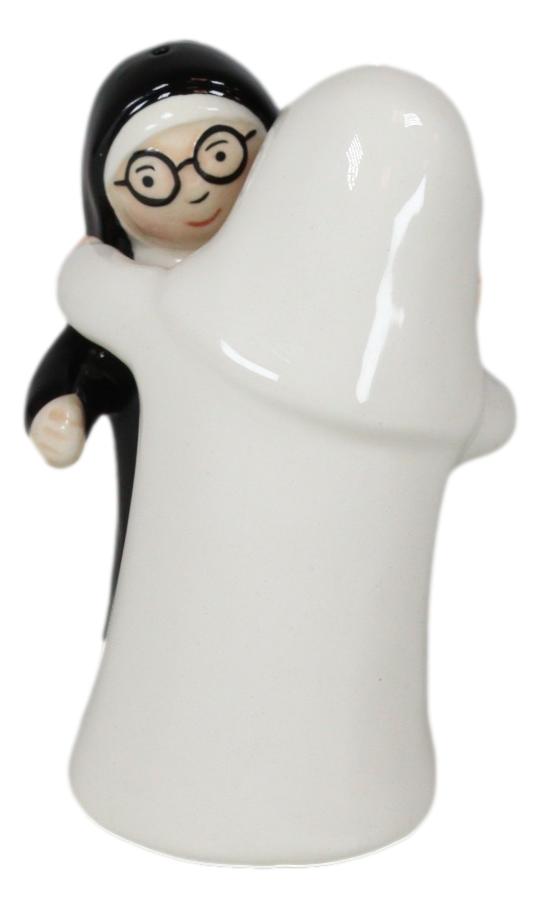 Black And White Dressed Dancing Nuns Cute Ceramic Salt & Pepper Shakers Set