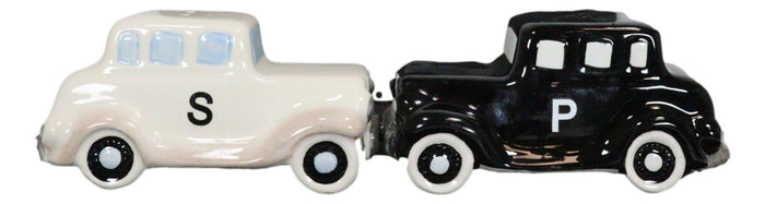 Black And White Vintage Retro Antique Cars Magnetic Salt And Pepper Shakers