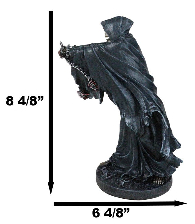Black Angel Of Death Grim Reaper With Chains Carved Knuckles Game Over Figurine