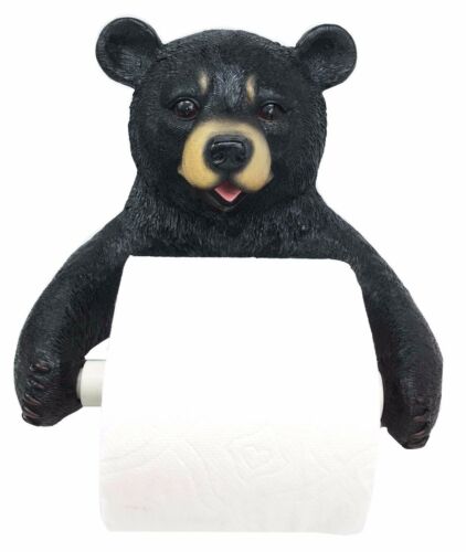 Black Bear Toilet Paper And Hand Towel Holder Set Whimsical Bear Bathroom Decors