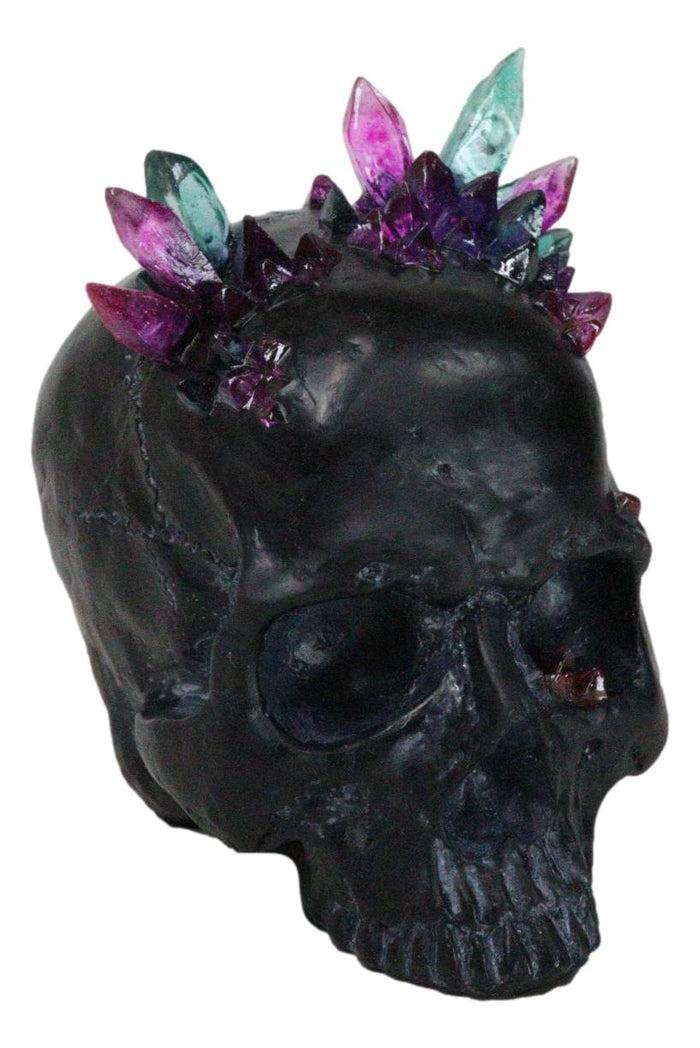 Black Gothic Macabre Spiky Two Tones Crystal Cavern Mine Cranium Skull Figurine