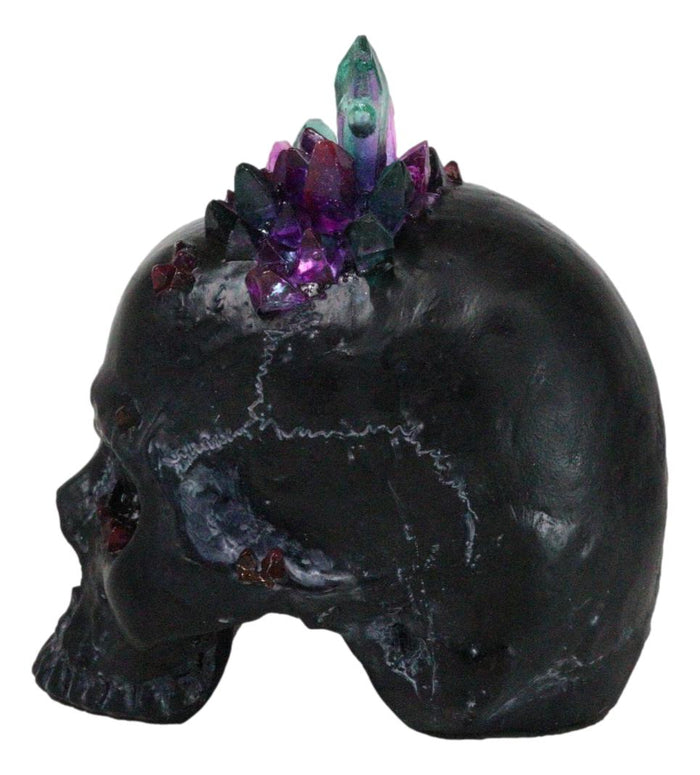 Black Gothic Macabre Spiky Two Tones Crystal Cavern Mine Cranium Skull Figurine