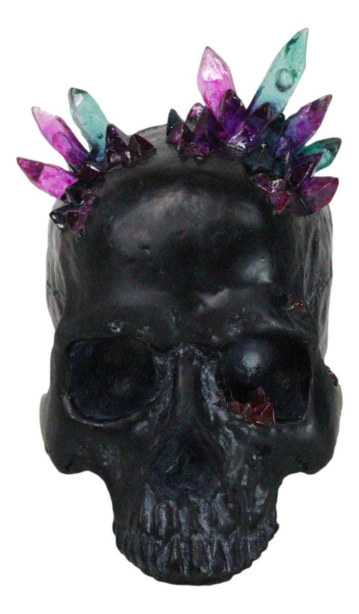 Black Gothic Macabre Spiky Two Tones Crystal Cavern Mine Cranium Skull Figurine