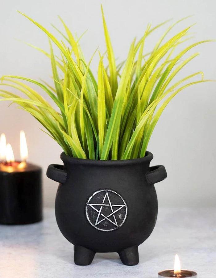 Black Pentagram Cauldron Terracotta Succulent Plant Planter Pot Or Pen Holder
