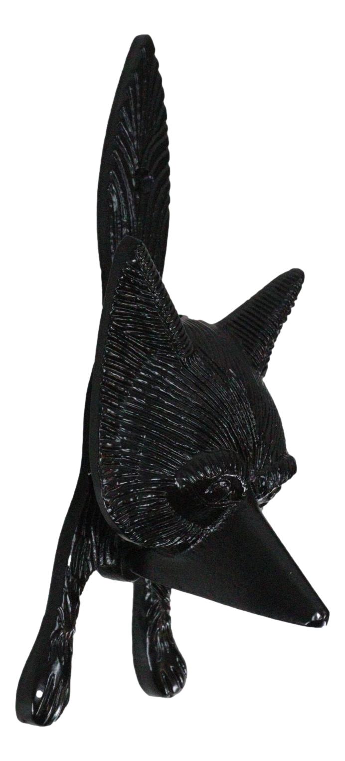 Black Powder Cast Iron Rustic Whimsical Animal Chibi Fox Door Knocker Plaque