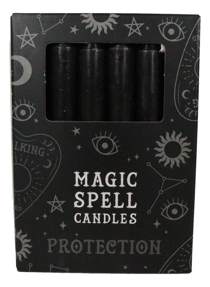 Black Protection Pack Of 12 Wicca Occult Witch Ritual Spell Chime Candles