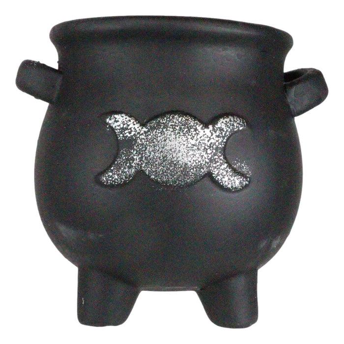 Black Triple Moon Cauldron Terracotta Succulent Plant Planter Pot Or Pen Holder