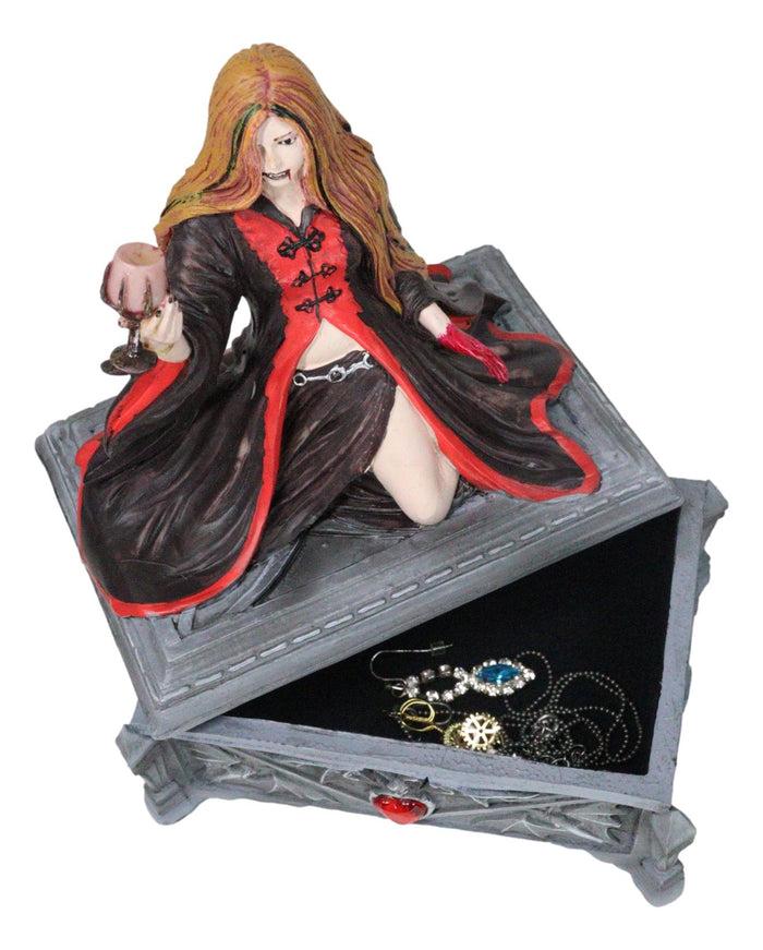 Blood Moon Gothic Vampiress Drinking Chalice Of Blood Jewelry Decorative Box