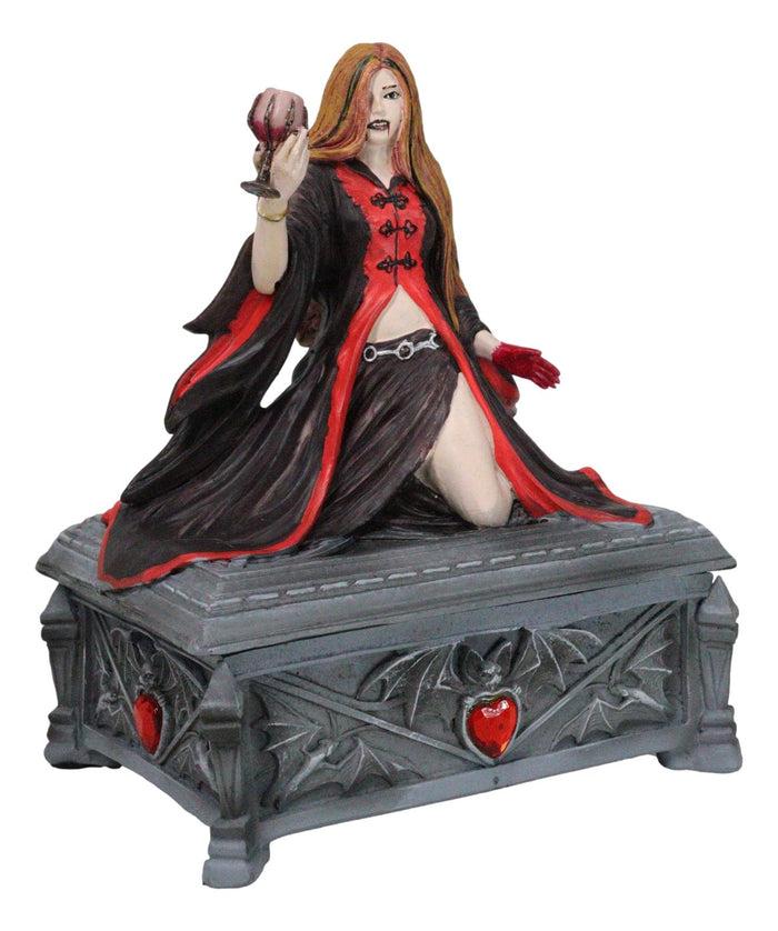 Blood Moon Gothic Vampiress Drinking Chalice Of Blood Jewelry Decorative Box