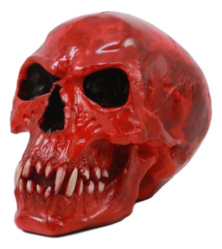 Bloodlust Red Blood Vampire Skull Statue 8"Long Demonic Dracula Skeleton Cranium