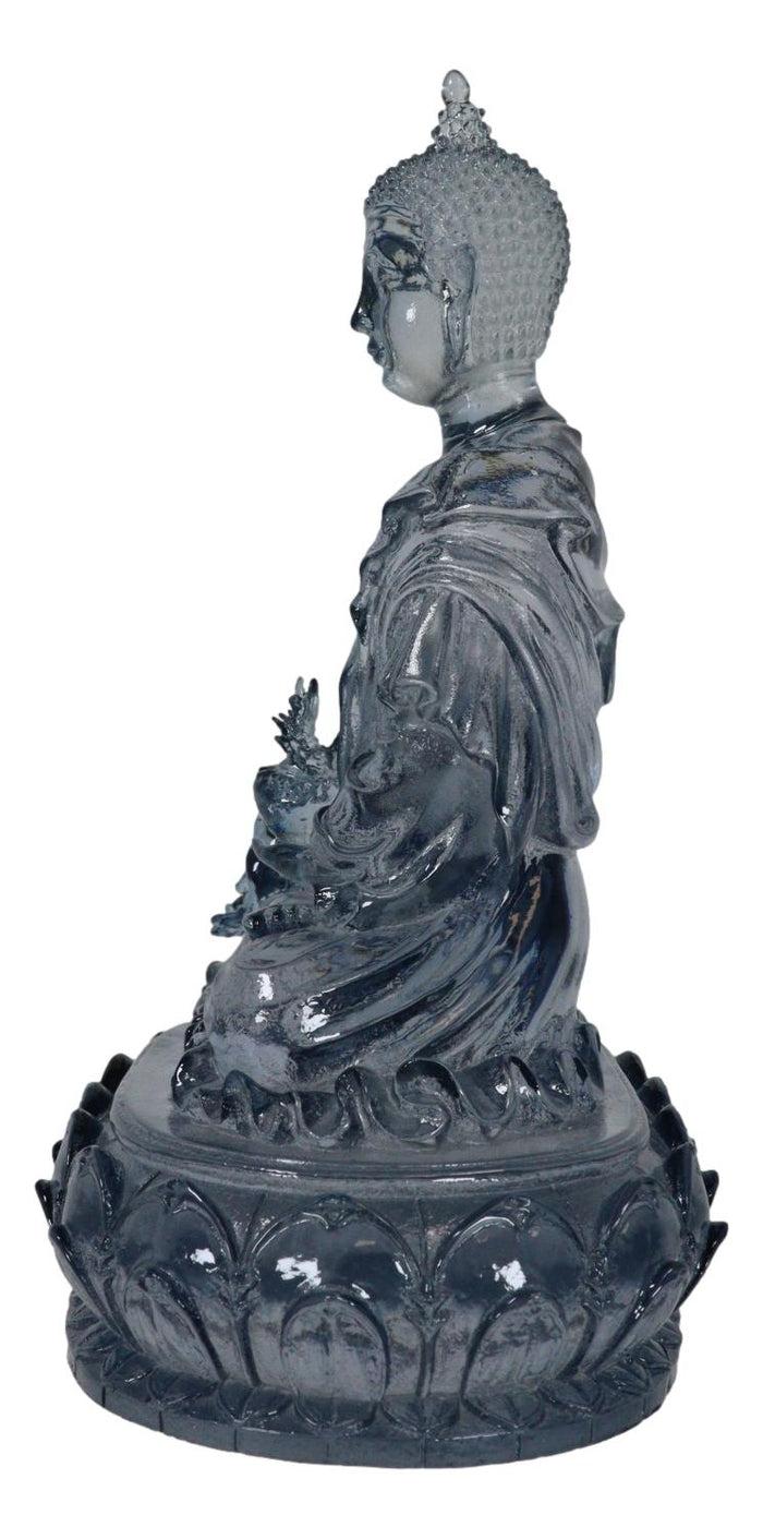 Blue Translucent Akshobhya Medicine Buddha Of Healing And Purity Figurine 5.75"H