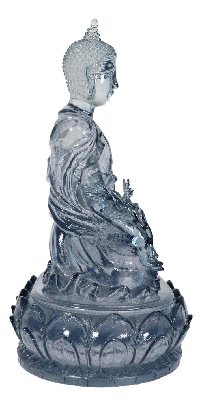 Blue Translucent Akshobhya Medicine Buddha Of Healing And Purity Figurine 5.75"H