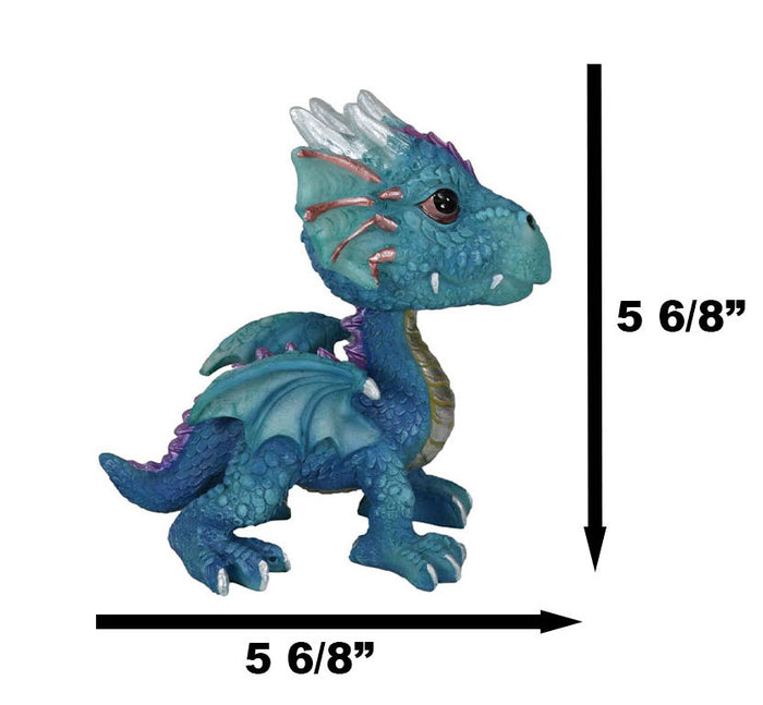 Blue Whimsical Wyrmling Dragon With Flutter Wings Decorative Bobblehead Figurine